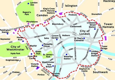 London congestion charge zone map